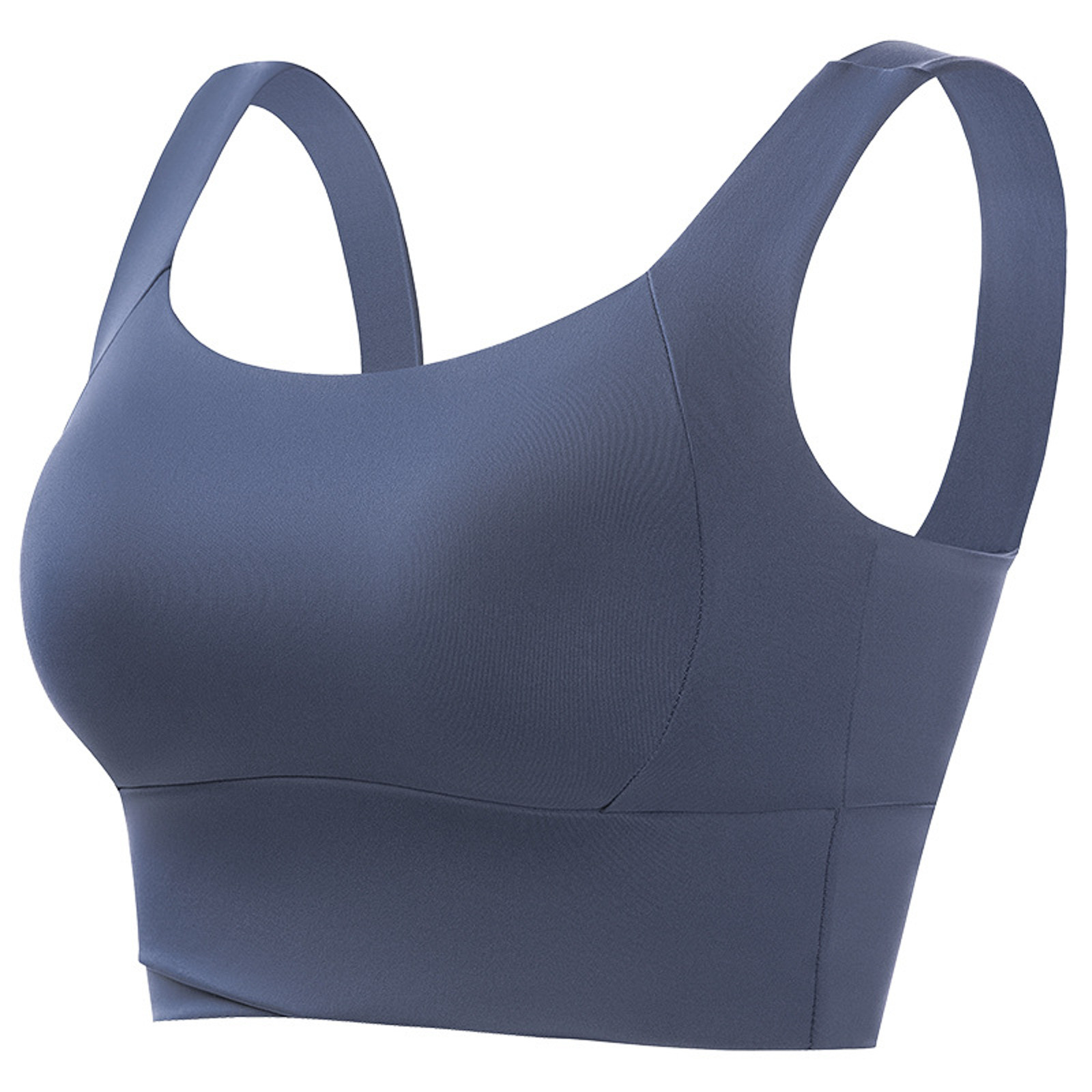 thumbnail image 4 of Sujetador deportivo sin aros para mujer - Camiseta de yoga sexy con fruncido y relleno fijo en el pecho - S-XL, 4 of 5